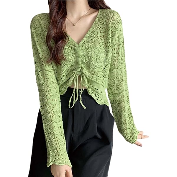 Coquette Aesthetic Crochet Top Casual Blouse Fairy Grunge